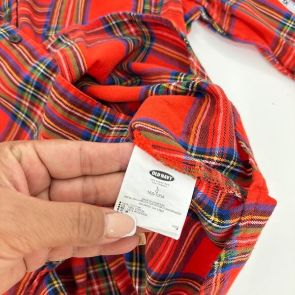 Old Navy Women Orange Plaid Long Sleeve Button-Down Shirt SZ L Classic Holidays - Picture 4 of 15